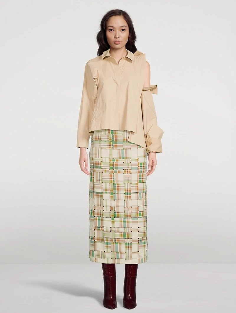 Woven Maxi Skirt Plaid Print