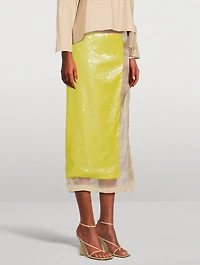 Silk And Sequin Midi Skirt