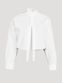 Cut-Out Cropped Poplin Shirt