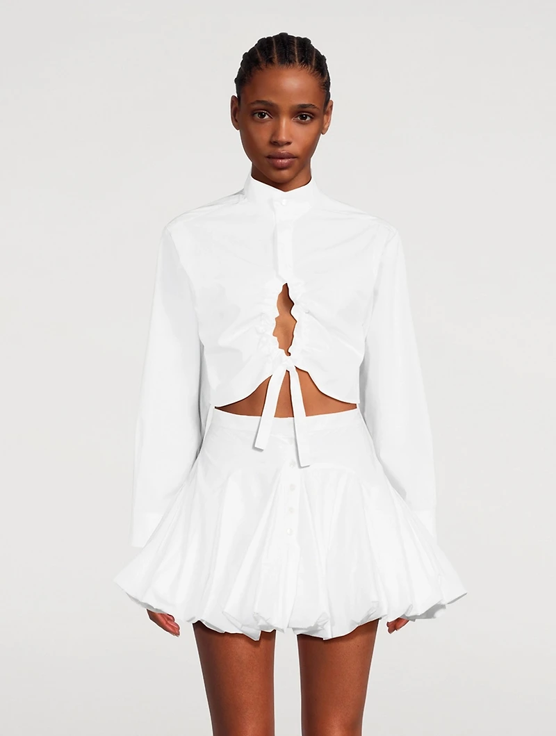 Cut-Out Cropped Poplin Shirt