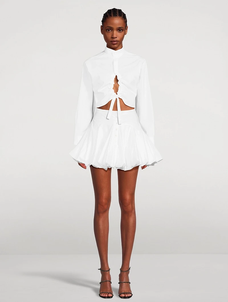 Cut-Out Cropped Poplin Shirt