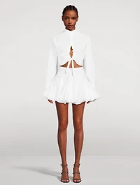 Cut-Out Cropped Poplin Shirt