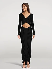 Ruched Velvet And Mesh Top