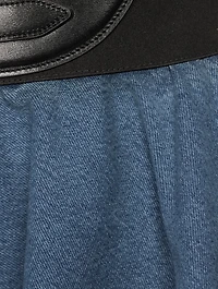 Belted Denim Midi Skirt