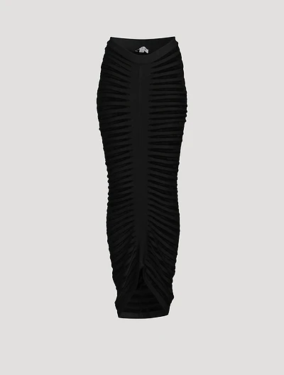 Velvet And Mesh Maxi Skirt