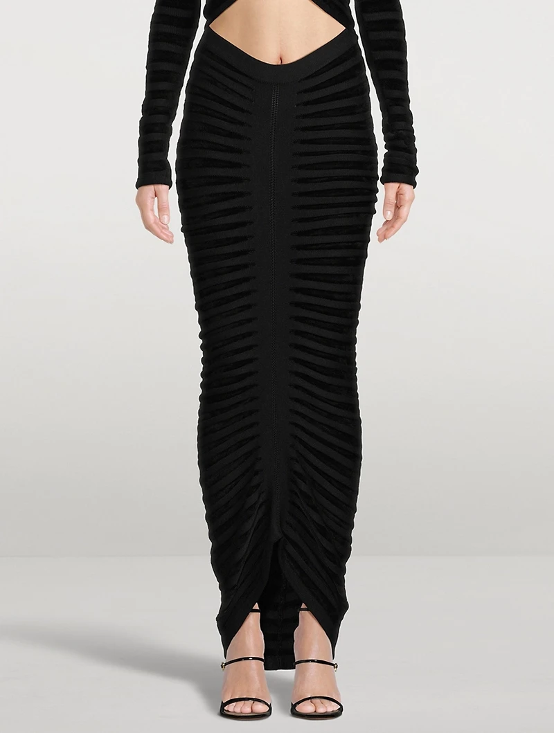 Velvet And Mesh Maxi Skirt
