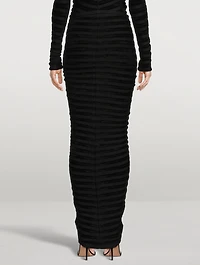 Velvet And Mesh Maxi Skirt
