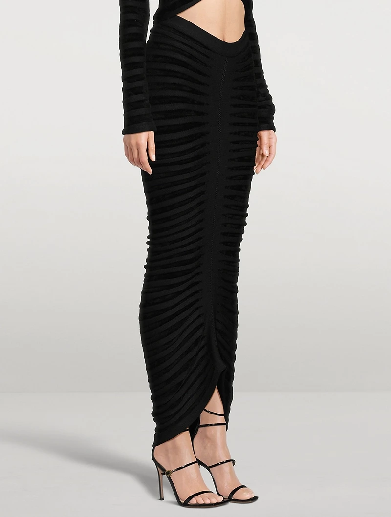 Velvet And Mesh Maxi Skirt