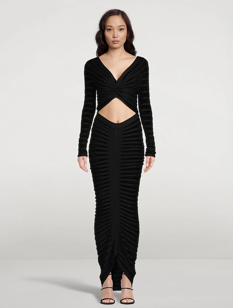 Velvet And Mesh Maxi Skirt