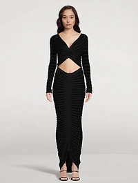 Velvet And Mesh Maxi Skirt