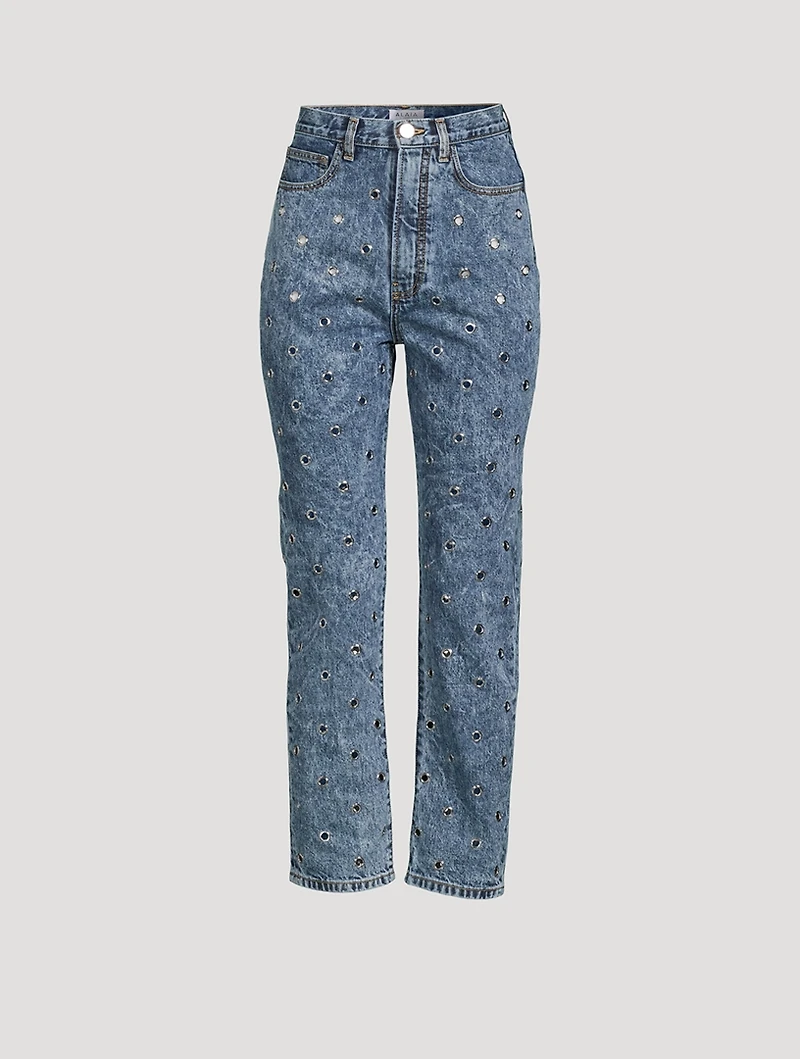Grommet Straight-Leg Jeans
