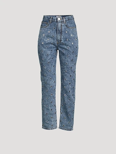 Grommet Straight-Leg Jeans