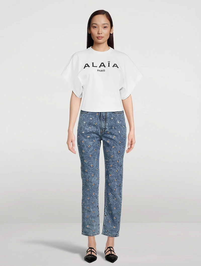 Grommet Straight-Leg Jeans