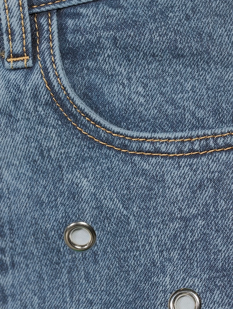 Grommet Straight-Leg Jeans
