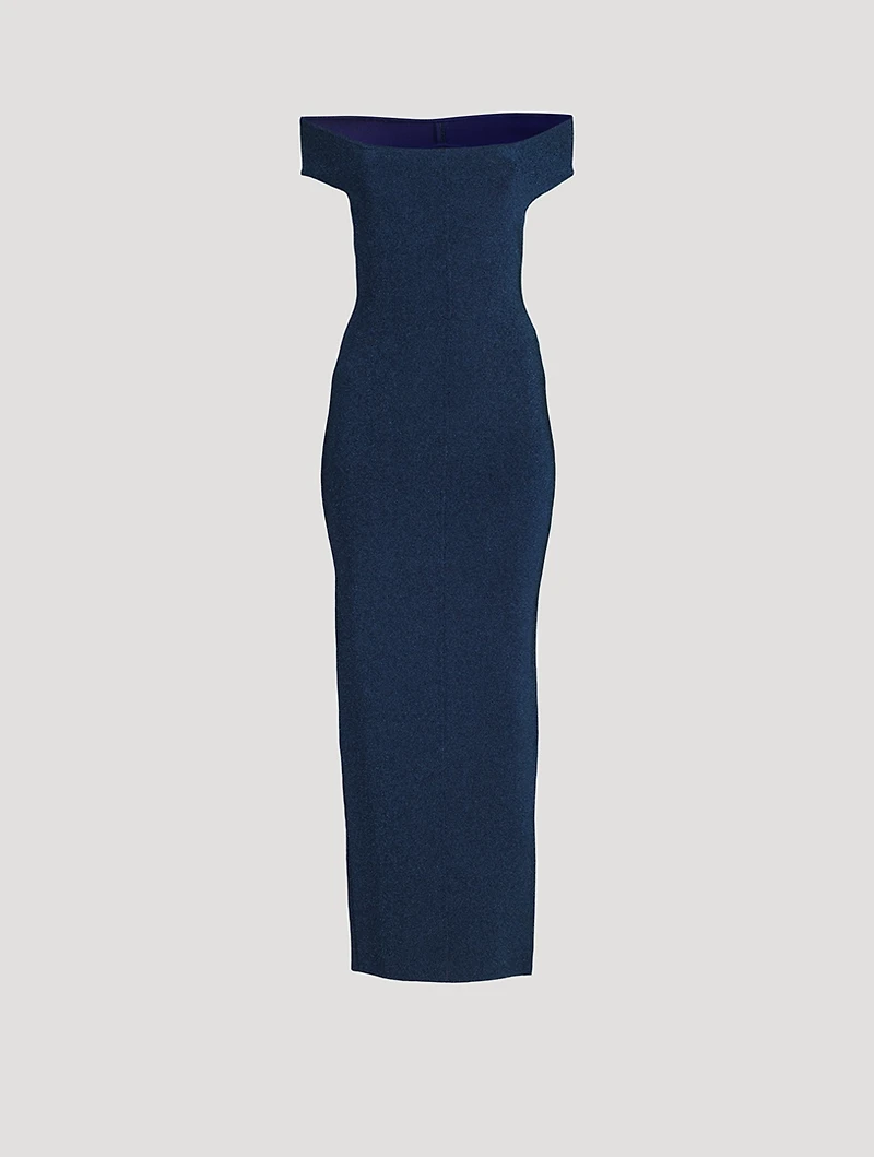 Lurex Off-The-Shoulder Gown