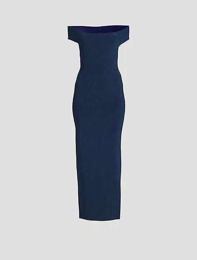 Lurex Off-The-Shoulder Gown
