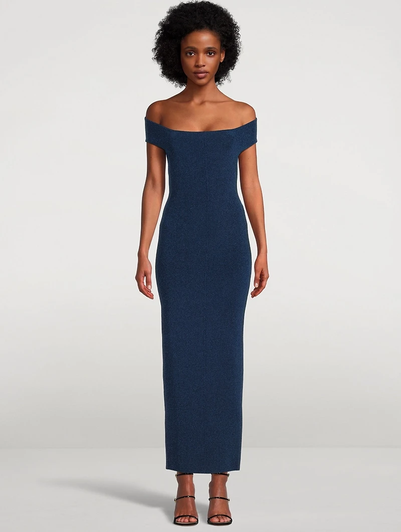 Lurex Off-The-Shoulder Gown