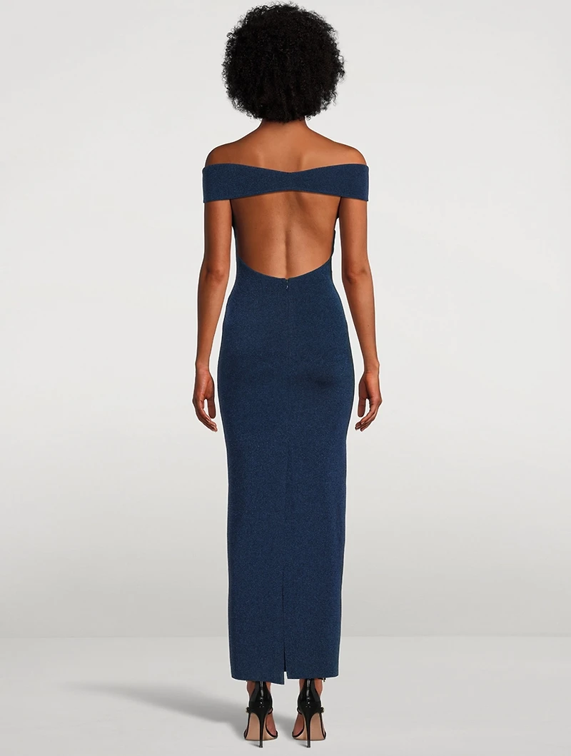 Lurex Off-The-Shoulder Gown