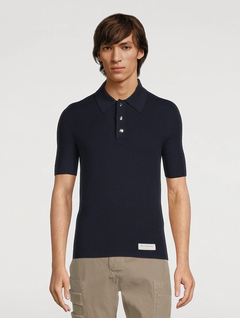 Pierre Wool Short-Sleeve Polo Shirt