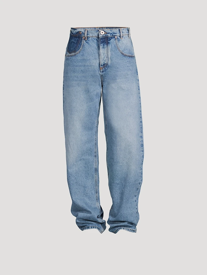Contrast-Effect Oversized Jeans