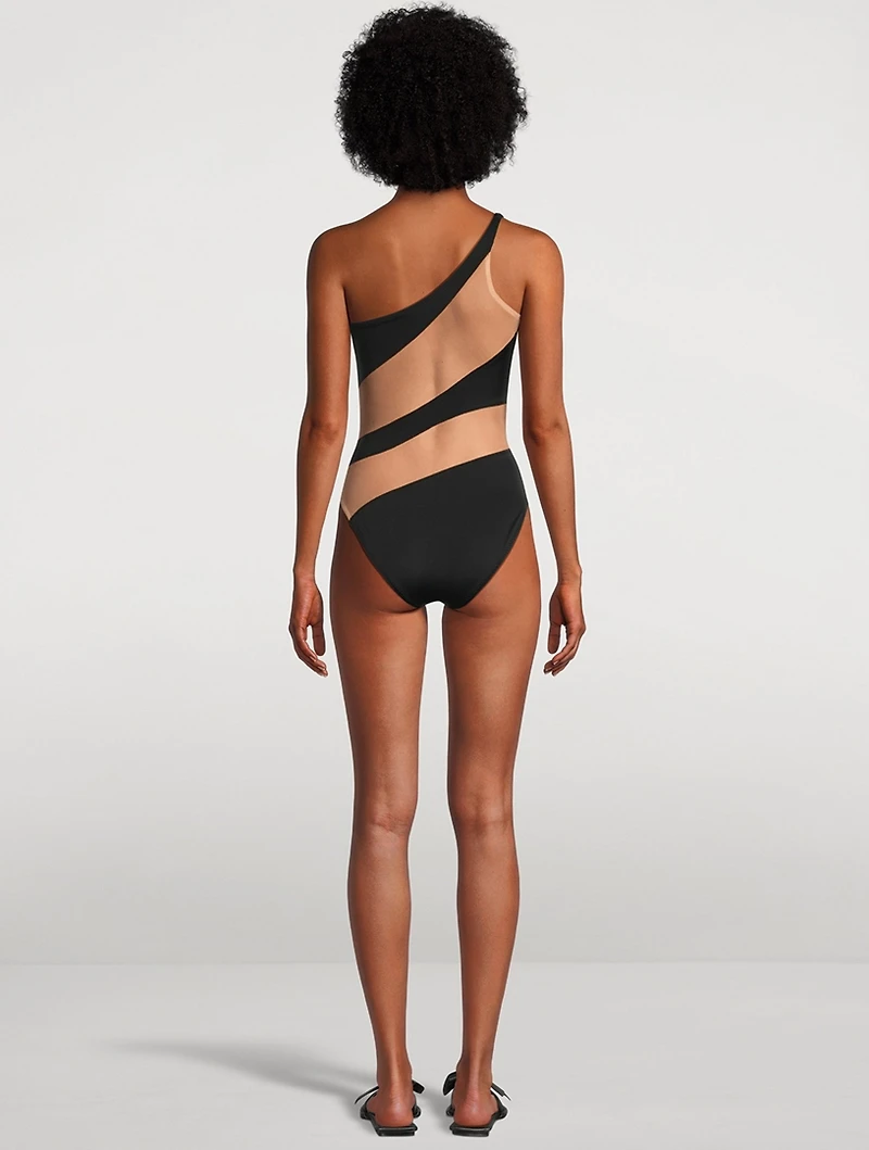 Snake Mesh One-Piece Swimsuit