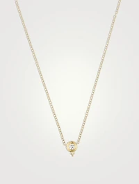 18K Gold Single Diamond Temple Necklace