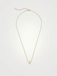 18K Gold Single Diamond Temple Necklace