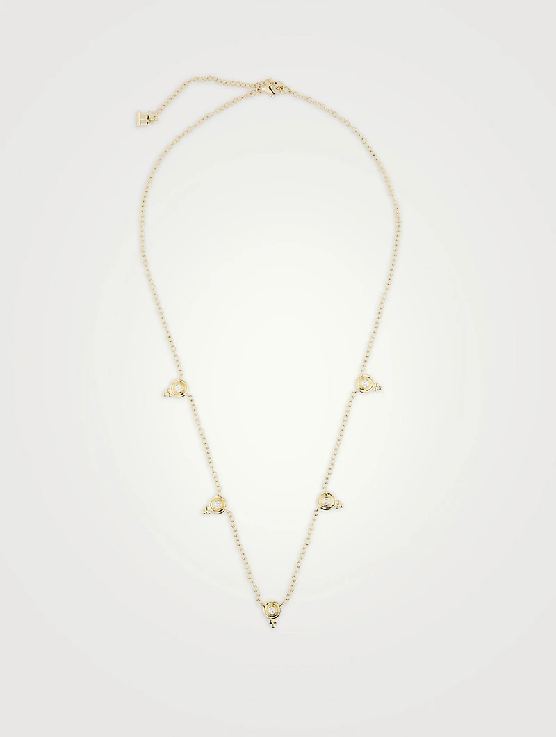 18K Gold Five Diamond Temple Necklace