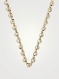 18K Gold Blue Moonstone Link Necklace