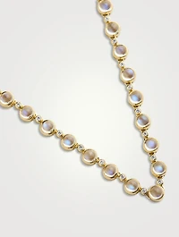 18K Gold Blue Moonstone Link Necklace