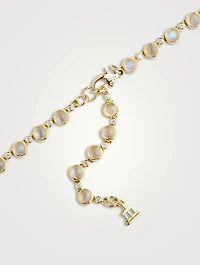 18K Gold Blue Moonstone Link Necklace