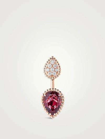 S And XS Motif Serpent Bohème Stud Earring With Garnet And Diamonds
