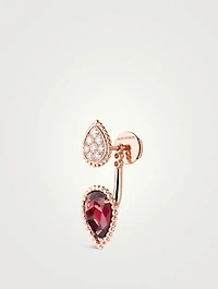 S And XS Motif Serpent Bohème Stud Earring With Garnet And Diamonds