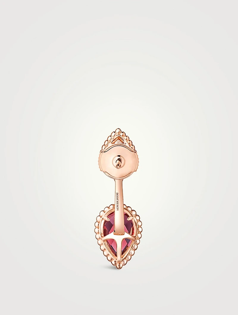 S And XS Motif Serpent Bohème Stud Earring With Garnet And Diamonds