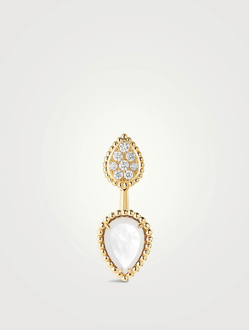 S And XS Motif Serpent Bohème Stud Earring With Mother-Of-Pearl And Diamonds