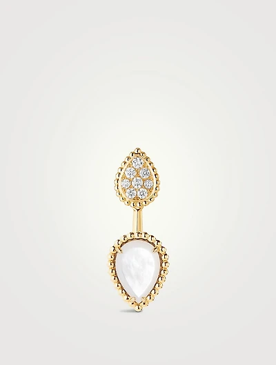 S And XS Motif Serpent Bohème Stud Earring With Mother-Of-Pearl And Diamonds
