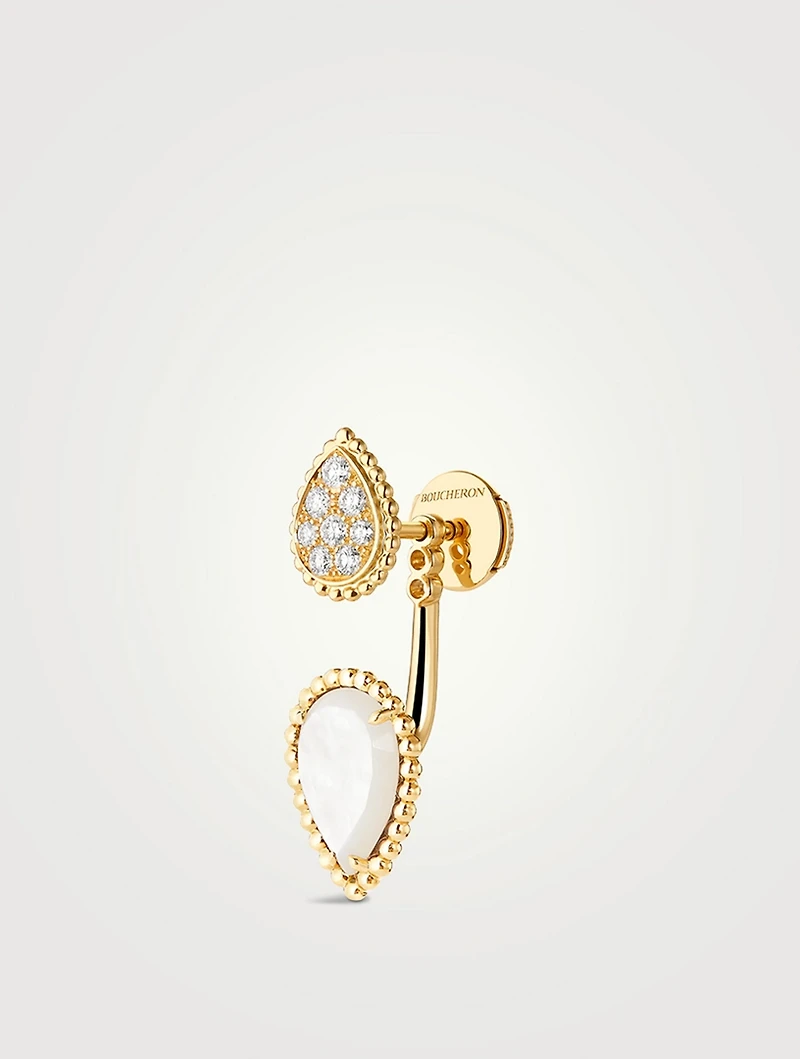S And XS Motif Serpent Bohème Stud Earring With Mother-Of-Pearl And Diamonds