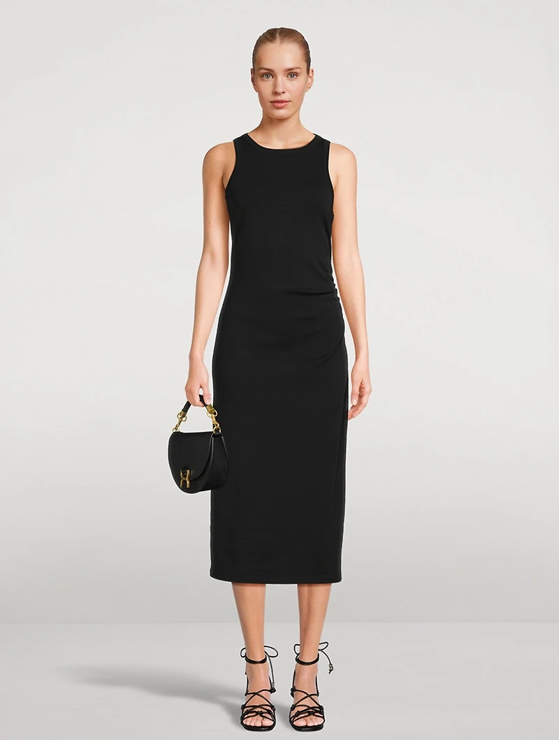 Draped Jersey Midi Dress