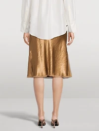 Chiffon-Trimmed Satin Slip Skirt