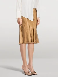 Chiffon-Trimmed Satin Slip Skirt