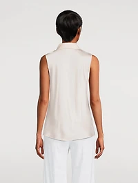 Bias-Cut Sleeveless Silk Shirt
