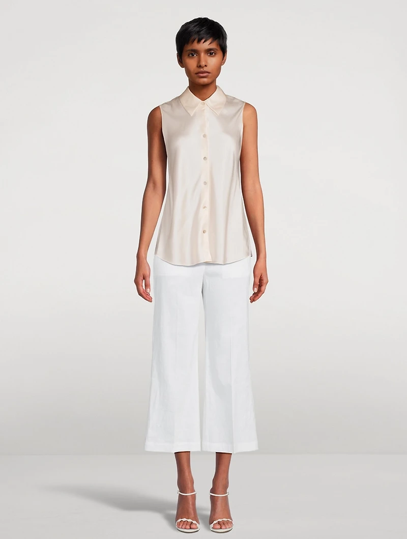 Bias-Cut Sleeveless Silk Shirt