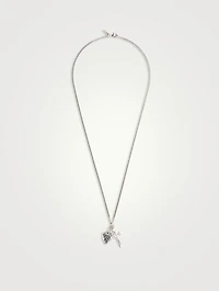 Silver Heart And Cross Pendant Necklace