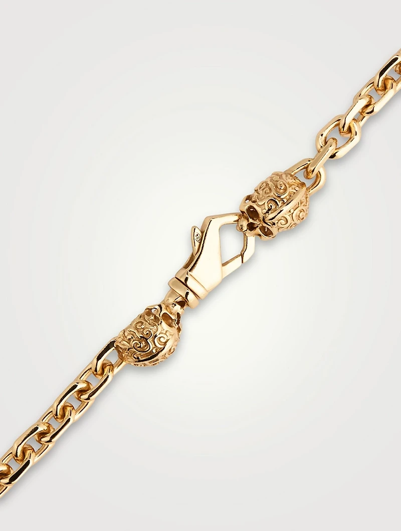 Gold-Plated Chain Necklace With Skulls