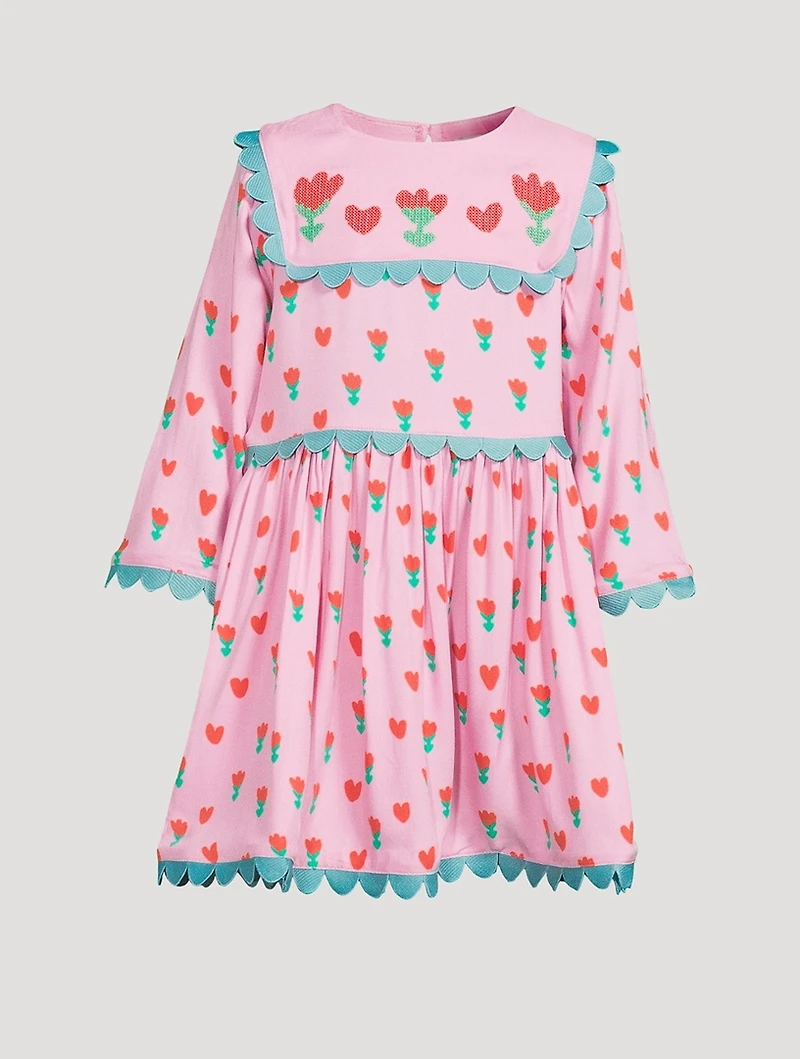 Long-Sleeve Dress Folk Flower Print
