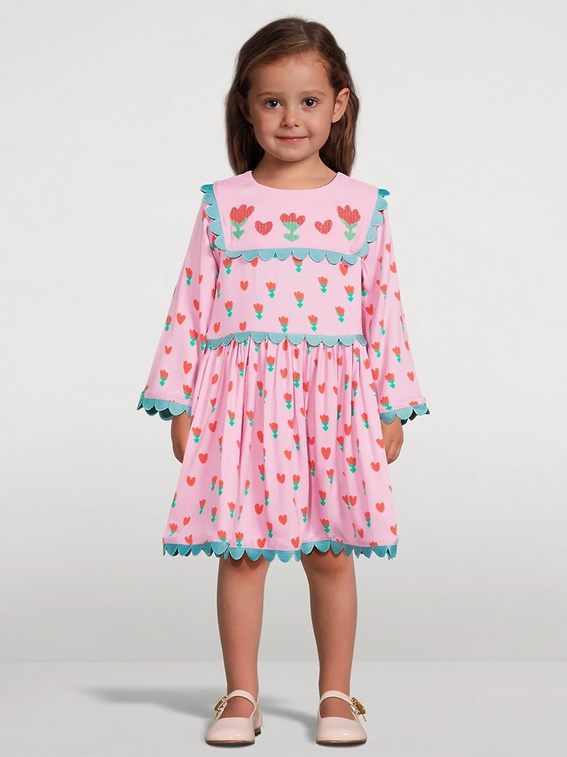 Long-Sleeve Dress Folk Flower Print