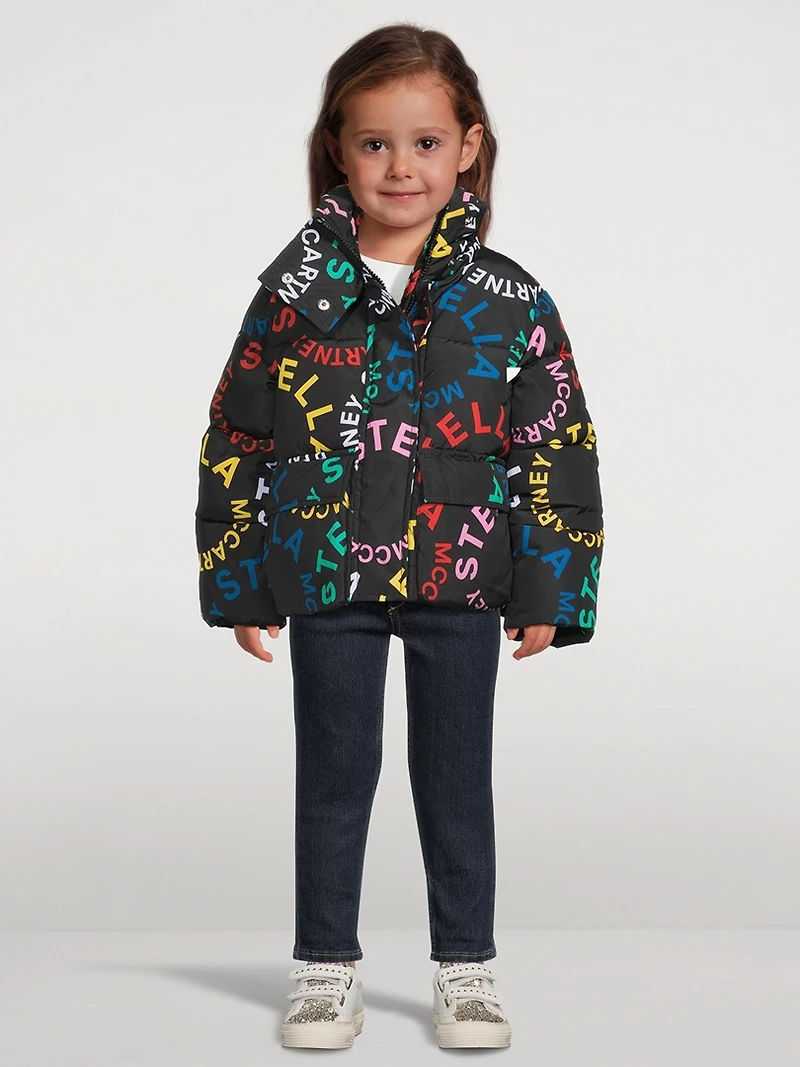 Puffer Jacket Circular Logo Print