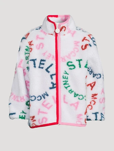Fleece Jacket Circular Logo Print