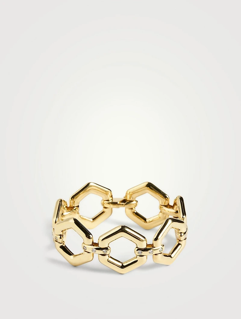 18K Gold Beehive Link Bracelet