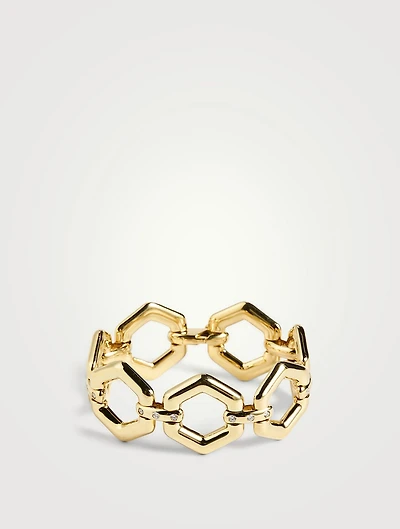 18K Gold Beehive Link Bracelet